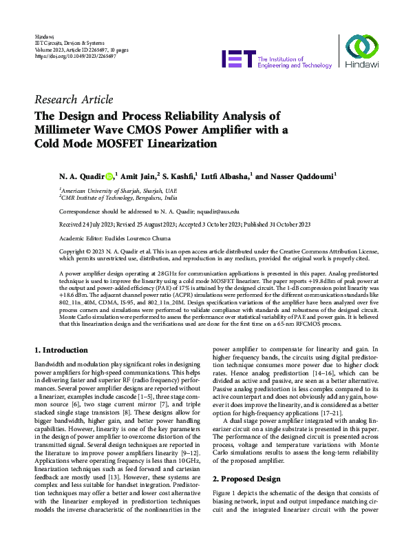 (PDF) The Design and Process Reliability Analysis of Millimeter Wave ...