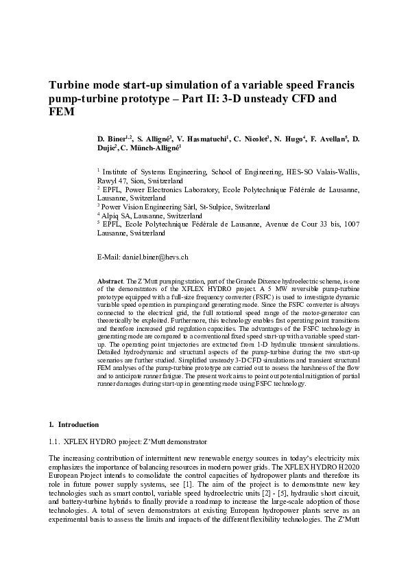 (PDF) Turbine mode start-up simulation of a variable speed Francis pump ...