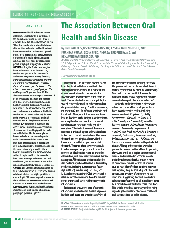 (PDF) The Association Between Oral Health and Skin Disease