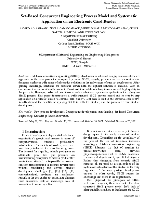 (PDF) Set-Based Concurrent Engineering Process Model and Systematic ...