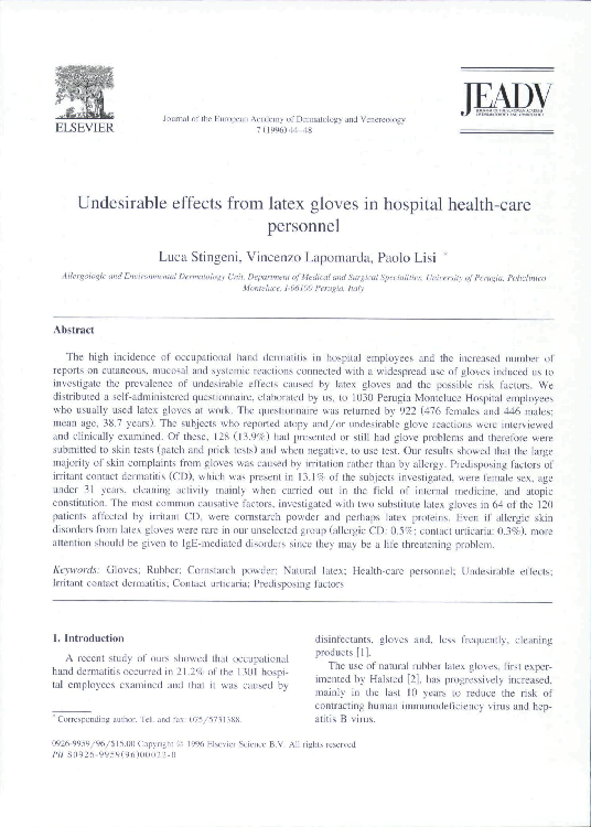 (PDF) Undesirable effects from latex gloves in hospital health-care ...