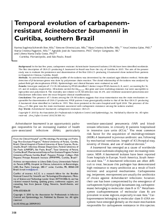 (PDF) Temporal evolution of carbapenem-resistant Acinetobacter ...