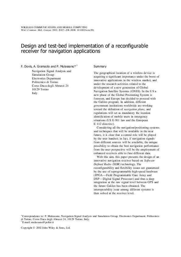 (PDF) Design and test-bed implementation of a reconfigurable receiver ...