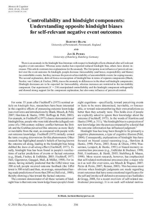 (PDF) Controllability and hindsight components: Understanding opposite ...