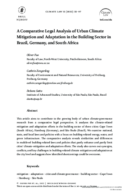 (PDF) A Comparative Legal Analysis of Urban Climate Mitigation and ...
