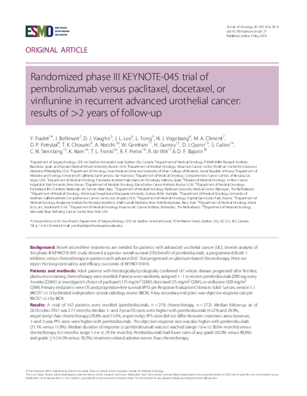 (PDF) Randomized phase III KEYNOTE-045 trial of pembrolizumab versus ...