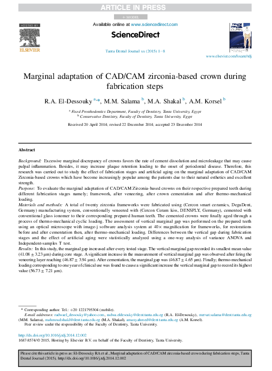 (PDF) Marginal adaptation of CAD/CAM zirconia-based crown during ...