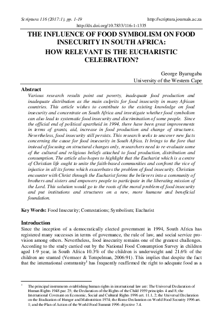 (PDF) The Influence of Food Symbolism on Food Insecurity in South ...