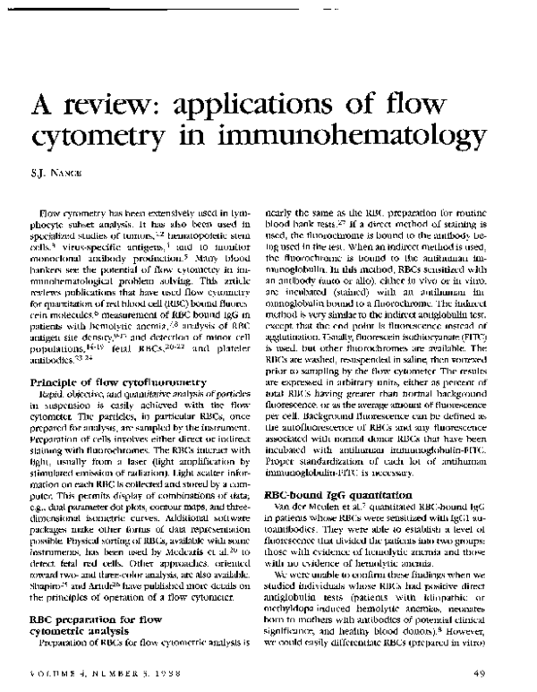 (PDF) A review: applications of flow cytometry in immunohematology