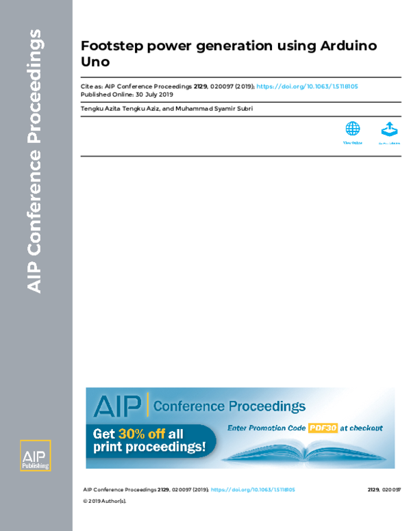 (PDF) Footstep power generation using Arduino Uno
