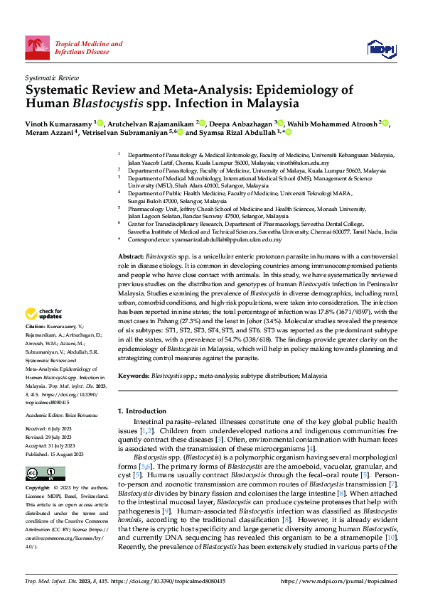 (PDF) Systematic Review and Meta-Analysis: Epidemiology of Human ...