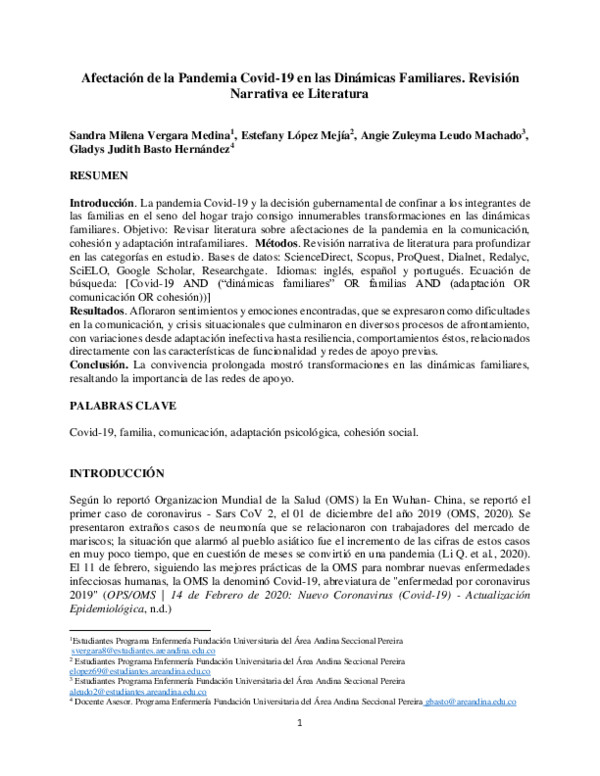 (PDF) Afectación de la pandemia generada por el Covid-19 en las ...