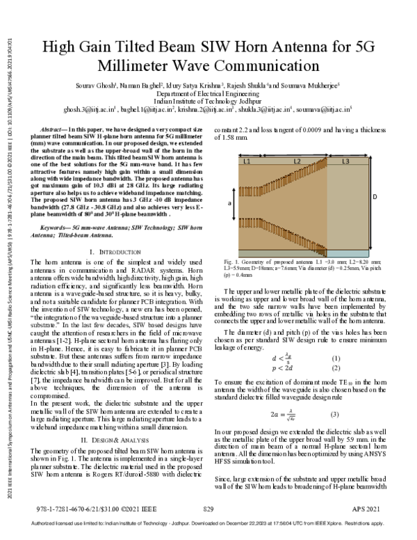 (PDF) High Gain Tilted Beam SIW Horn Antenna for 5G Millimeter Wave ...