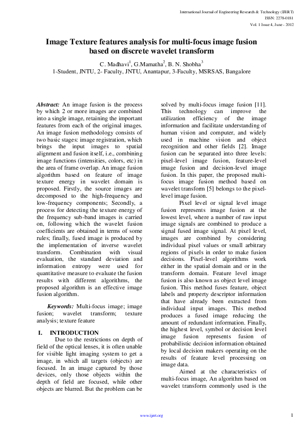(PDF) Image Texture features analysis for multi-focus image fusion ...