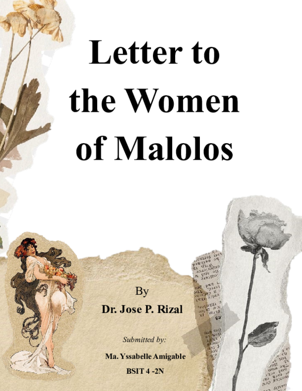 (DOC) Letter to the Women of Malolos by Dr. Jose P. Rizal
