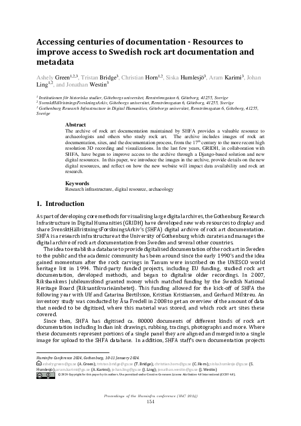 Accessing centuries of documentation -Resources to improve access to Swedish rock art documentation and metadata