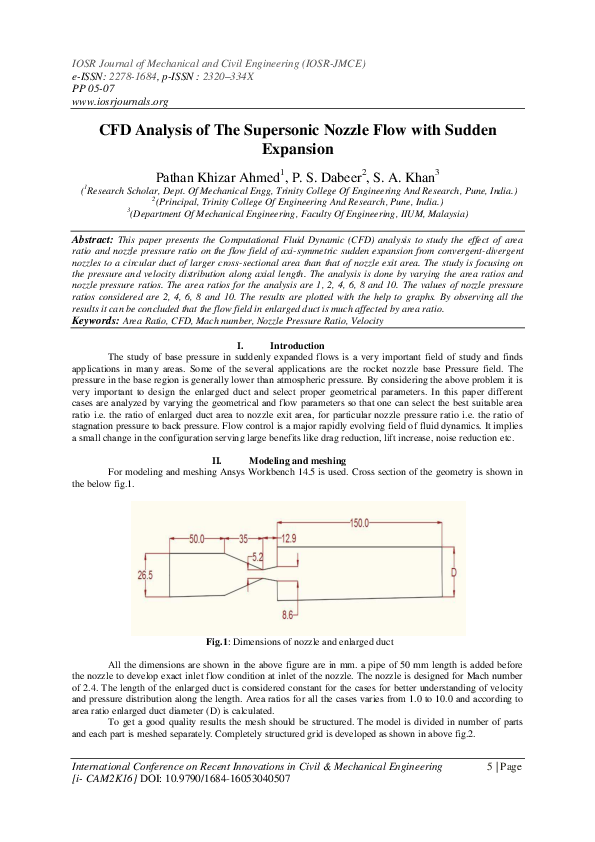 (PDF) CFD Analysis of The Supersonic Nozzle Flow with Sudden Expansion
