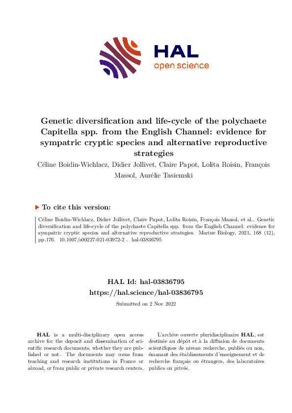 (PDF) Genetic diversification and life-cycle of the polychaete ...