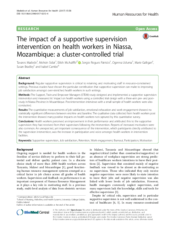 (PDF) The impact of a supportive supervision intervention on health ...