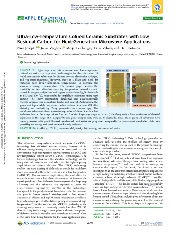 (PDF) Ultra-Low-Temperature Cofired Ceramic Substrates with Low ...