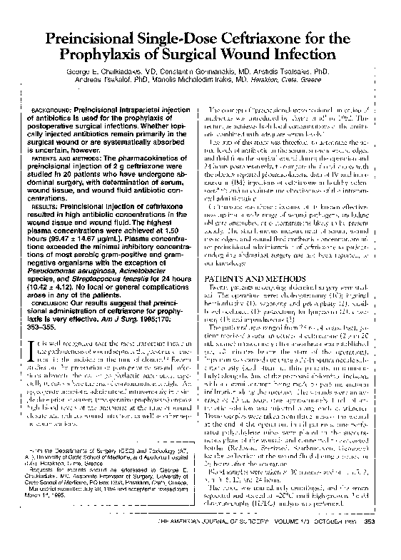 (PDF) Preincisional single-dose ceftriaxone for the prophylaxis of ...