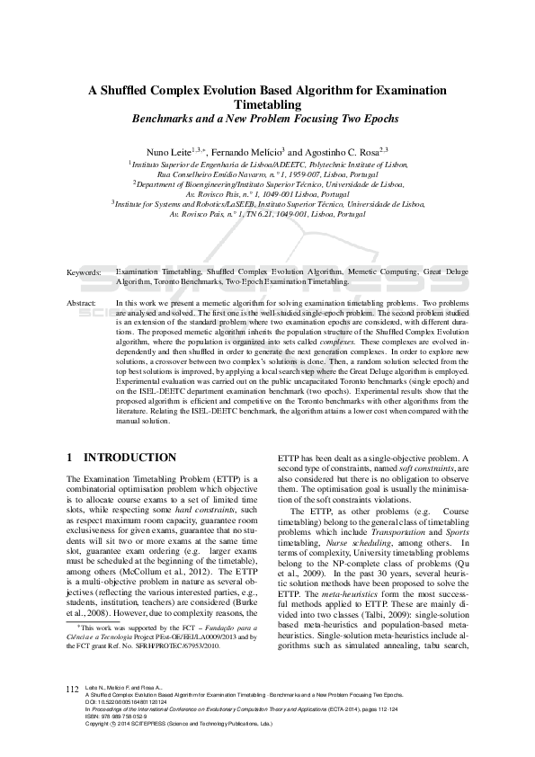 (PDF) A Shuffled Complex Evolution Based Algorithm for Examination ...