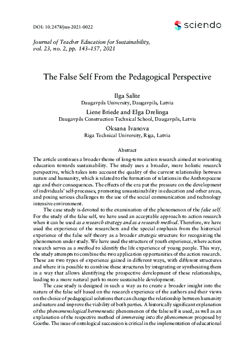 The False Self From the Pedagogical Perspective