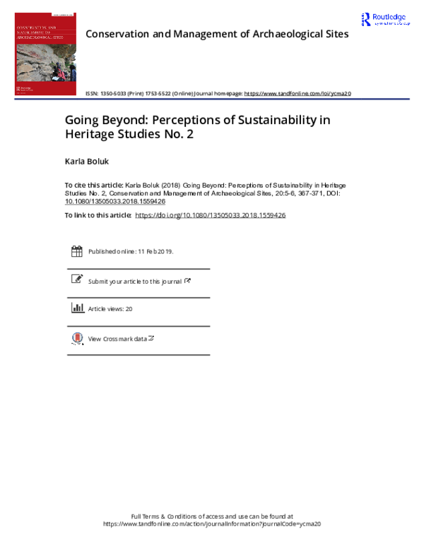 (PDF) Going Beyond: Perceptions of Sustainability in Heritage Studies No. 2