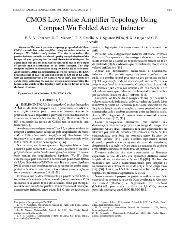 (PDF) CMOS Low Noise Amplifier Topology Using Compact Wu Folded Active