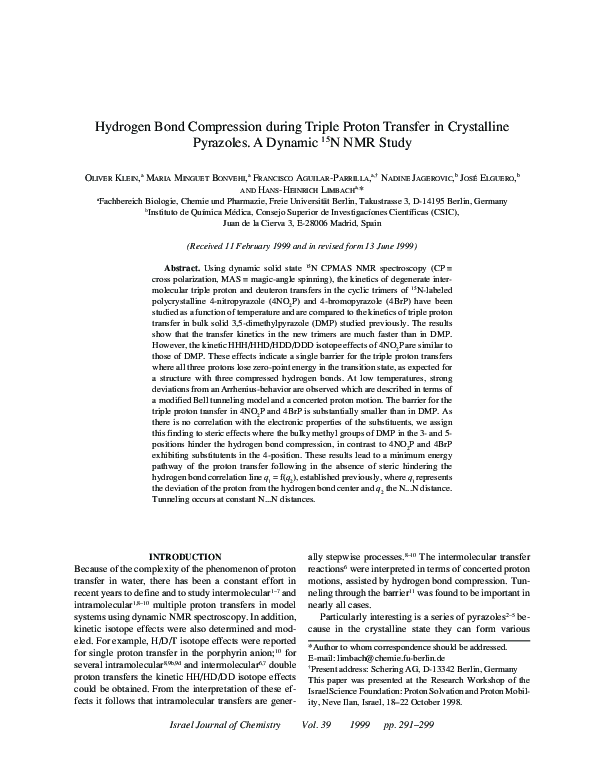 (PDF) Hydrogen Bond Compression during Triple Proton Transfer in ...
