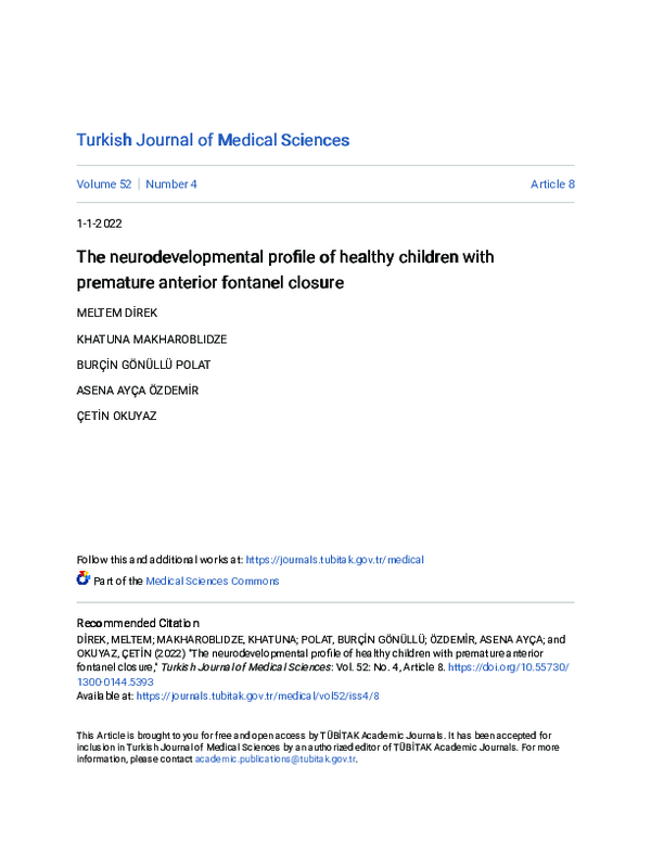 (PDF) The neurodevelopmental profile of healthy children with premature ...