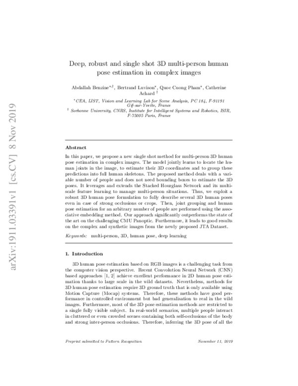 (PDF) Deep, Robust and Single Shot 3D Multi-Person Human Pose ...