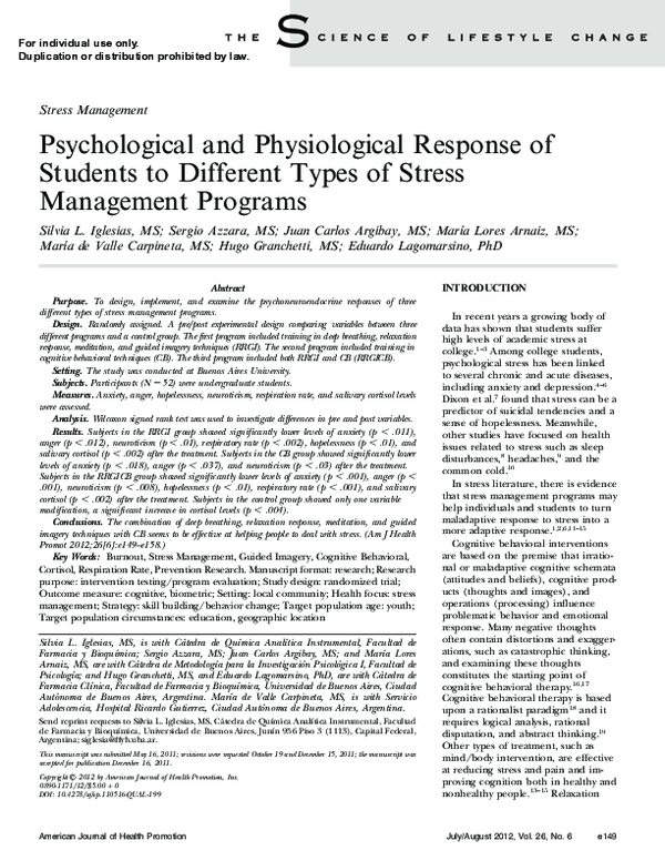 (PDF) Psychological and Physiological Response of Students to Different ...
