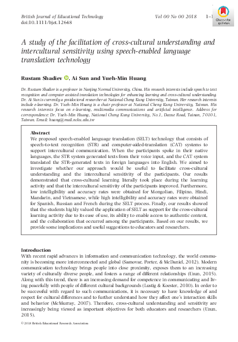 (PDF) A study of the facilitation of cross‐cultural understanding and ...