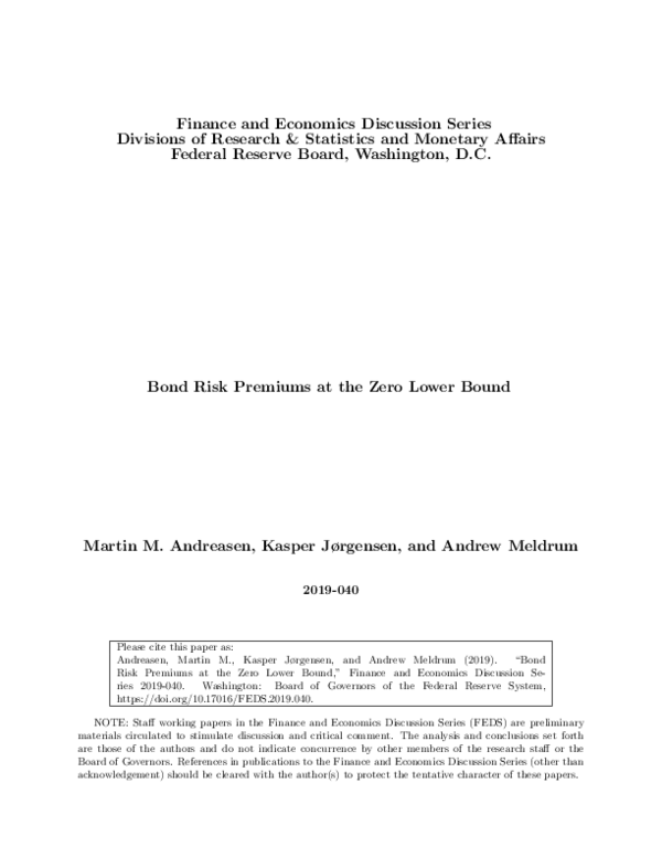 (PDF) Bond Risk Premiums at the Zero Lower Bound