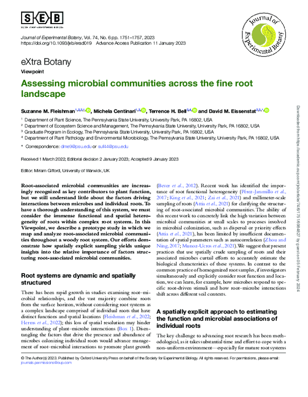 (PDF) Assessing microbial communities across the fine root landscape