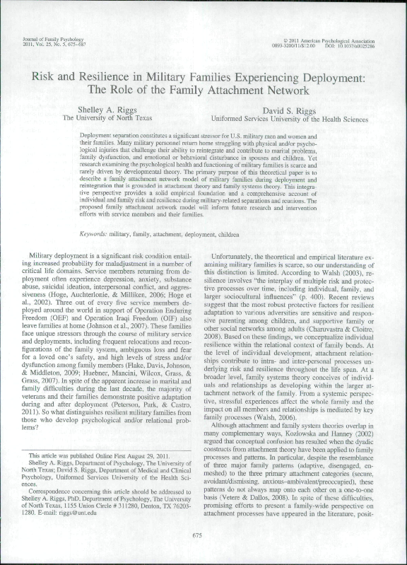 (PDF) Risk and Resilience in Military Families Experiencing Deployment ...