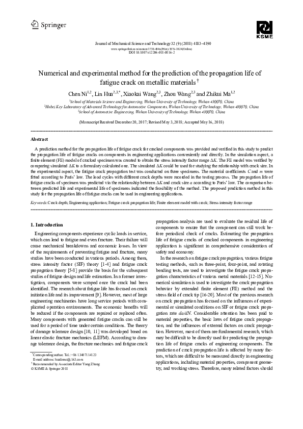 (PDF) Numerical and experimental method for the prediction of the ...