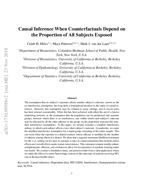 (PDF) Causal Inference for a Single Group of Causally-Connected Units ...