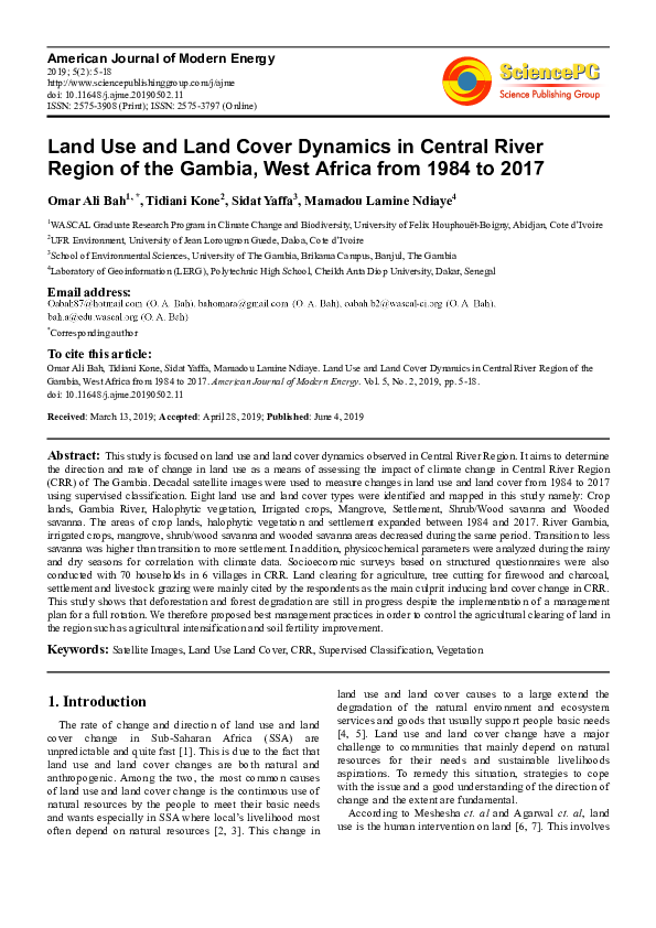 (PDF) Land Use and Land Cover Dynamics in Central River Region of the ...