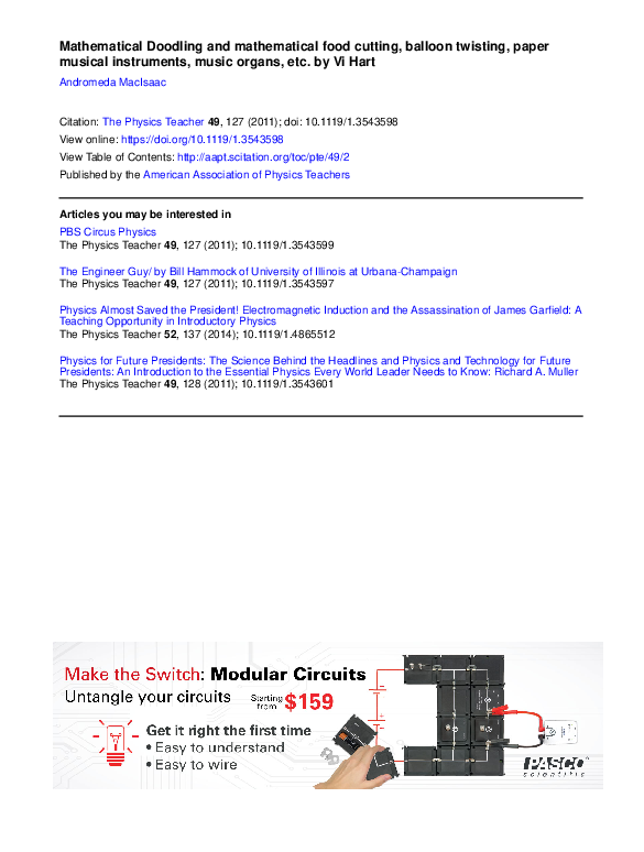 (PDF) Mathematical Doodling and mathematical food cutting, balloon ...