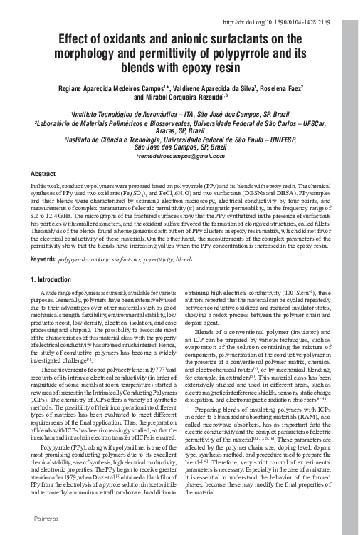 (PDF) Effect of oxidants and anionic surfactants on the morphology and ...