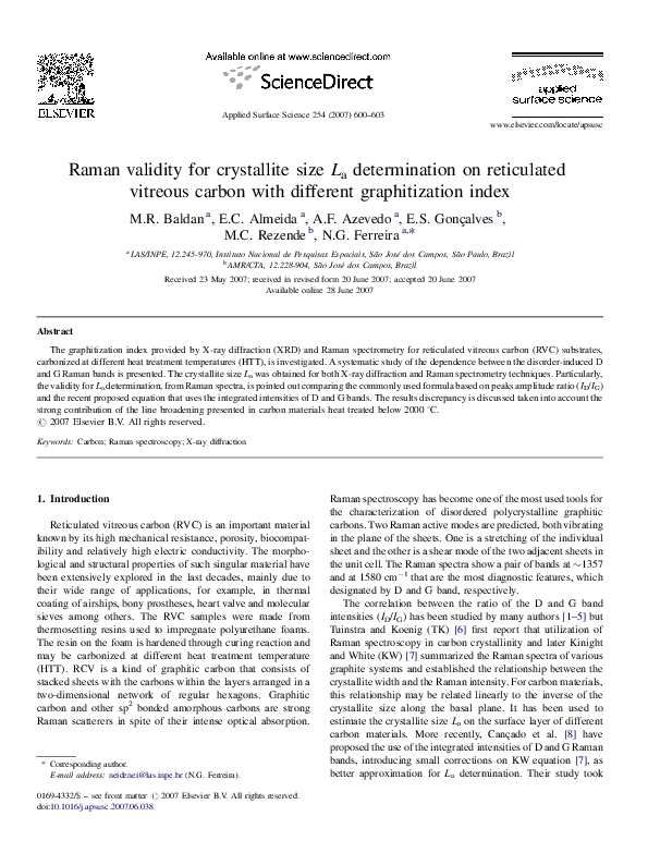 (PDF) Raman validity for crystallite size La determination on ...