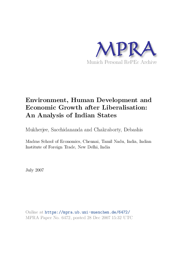 (PDF) Environment, Human Development and Economic Growth After ...