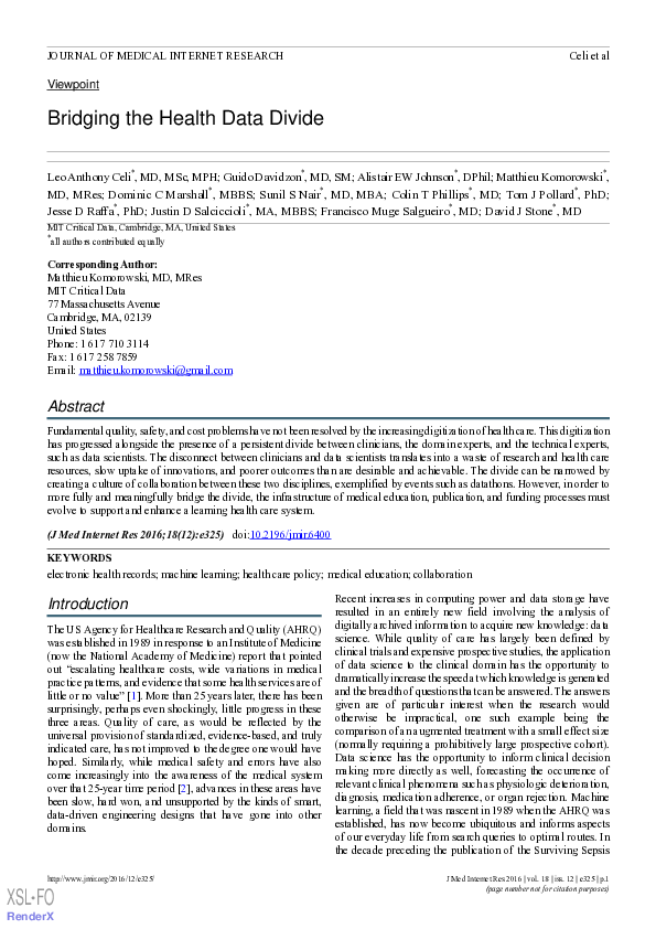 (PDF) Bridging the Health Data Divide