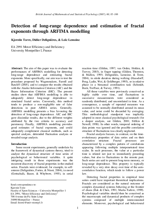 (PDF) Detection of long-range dependence and estimation of fractal ...