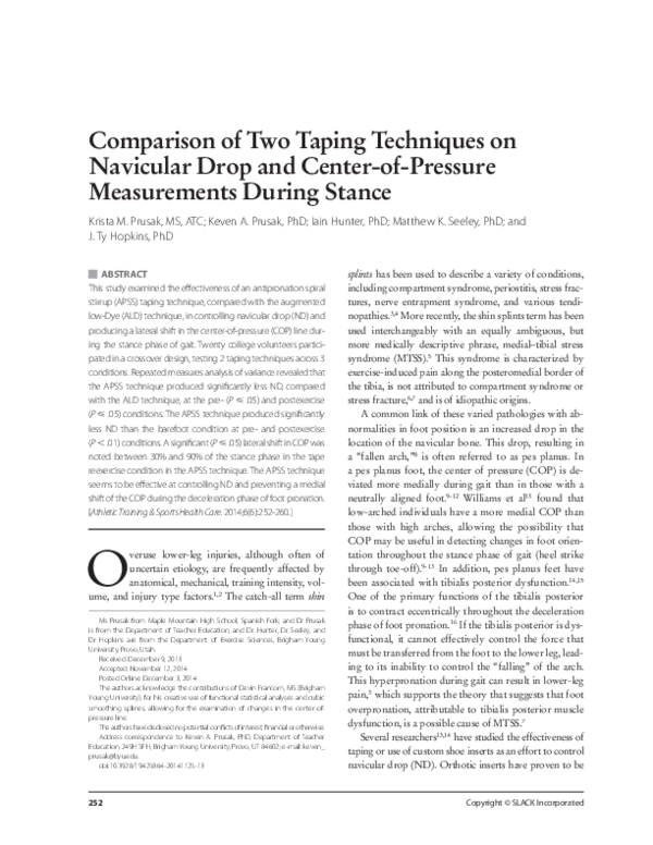 (PDF) Comparison of Two Taping Techniques on Navicular Drop and Center ...