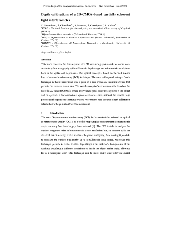 (PDF) Depth Calibrations of a 2D-CMOS-Based Partially Coherent Light ...