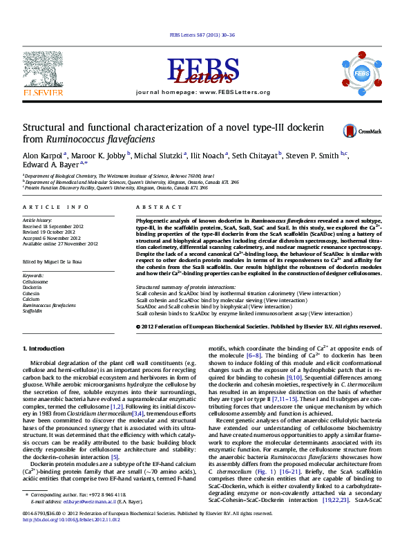 (PDF) Structural and functional characterization of a novel type-III ...