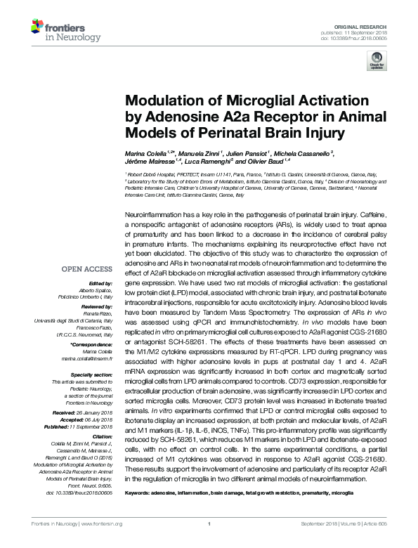 (PDF) Modulation of Microglial Activation by Adenosine A2a Receptor in ...